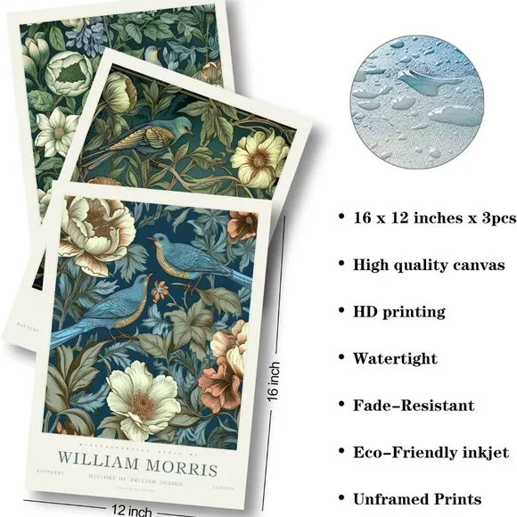 Other | William Morris Wall Art Vintage Poster Prints Set Of 3 ...